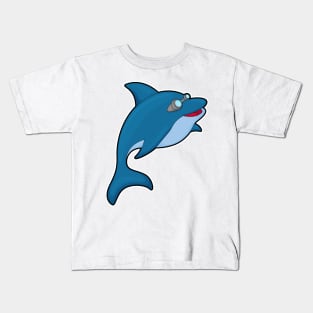 Dolphin at Swimming with Swimming goggles Kids T-Shirt